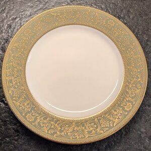 Sango China Versailles #3632 Bread Plate White Green Band Gold Filigree 6 3/4"